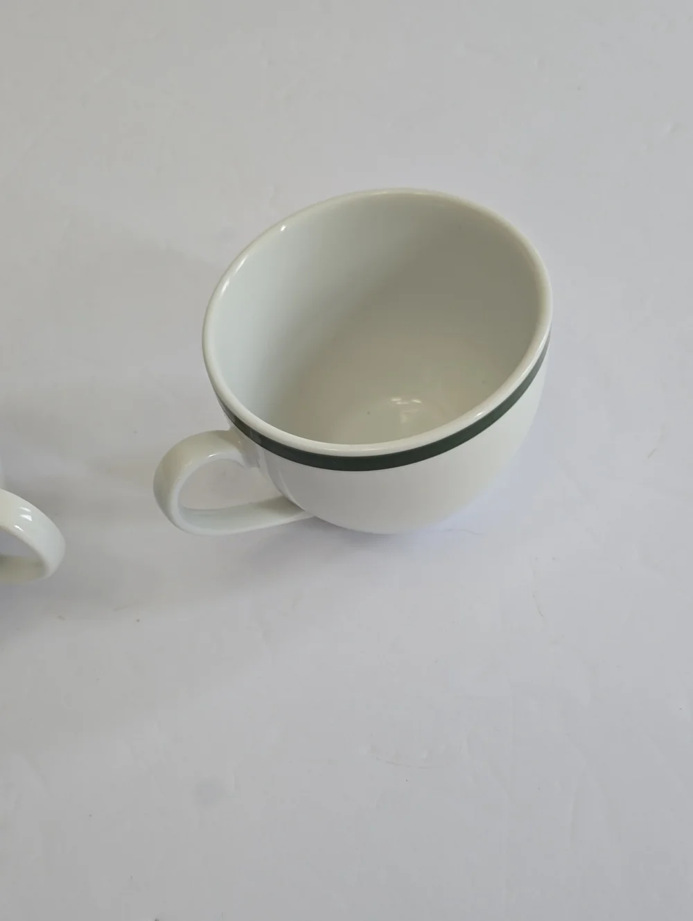 Williams Sonoma Set Of 2 Brasserie Coffee Cups White Green Band Japan